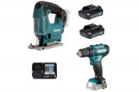 Набор аккумуляторного инструмента Makita CLX237 (лобзик JV101D + дрель DF333D 30Hm + 2 акк 12В 1,5Ач + з/у)