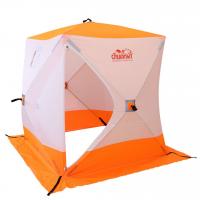 Палатка зимняя 4-местная, куб СЛЕДОПЫТ 2,1 х2,1м, Oxford 210D PU 1000, бело-оранж-син